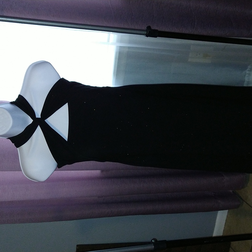Little Black Gold Speckled Front Twist Party Dress